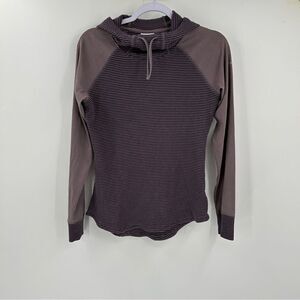 Columbia Women's Cascade Gorge Gray Heather Stripe Pullover Hoodie Sweatshirt M